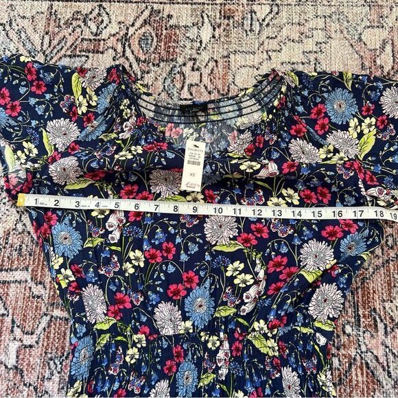 Talbots NWT Floral Short Sleeve Midi Dress Blue Pink Lightweight Summer Dress XS - Picture 8 of 9
